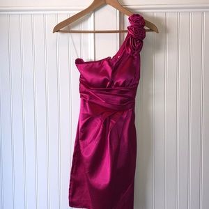Fuchsia OneShoulder Homecoming Wedding Guest Dress
